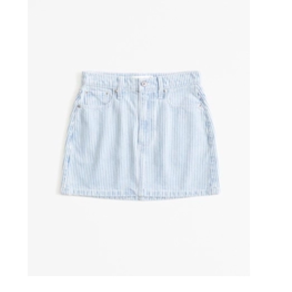 Abercrombie & Fitch Light Blue and White Striped Denim Mini Skirt